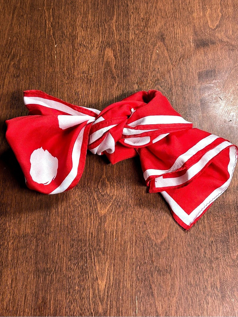 Vintage 70s Vera Neumann Silk Scarf Red & White Polka Dot